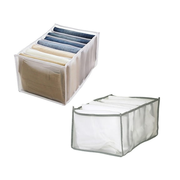 2pc 7 Grids Washable Wardrobe Clothes Organizer,Jeans Compartment Storage Box 36*25*20