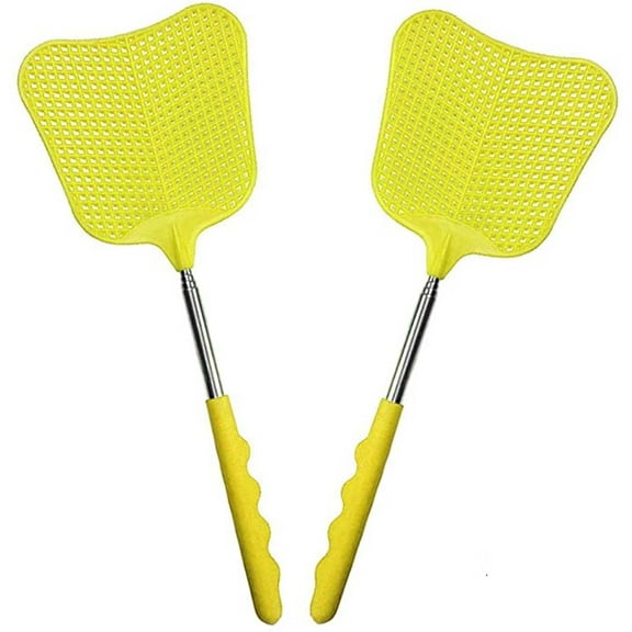 Clearance！2pcs Telescopic Fly Swatters Durable Plastic Heavy Duty Flyswatter With Stainles