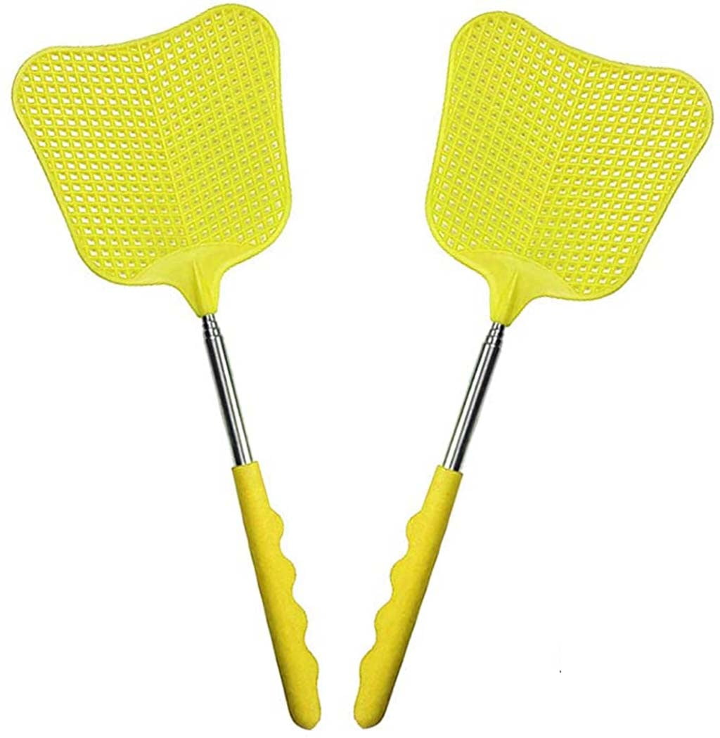 Clearance！2pcs Telescopic Fly Swatters Durable Plastic Heavy Duty Flyswatter With Stainles