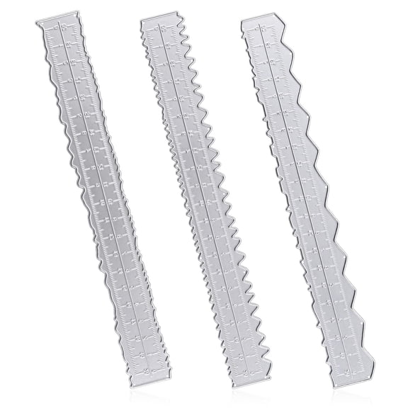 Clearance Under $3.04! 3PCS Deckle Edge Rulers, 8.4 Inch Metal Craft Tearing Rulers with Wavy Edges, Metal, for Scrapbooking & Card Making, (21.5x2.5cm, Silver)