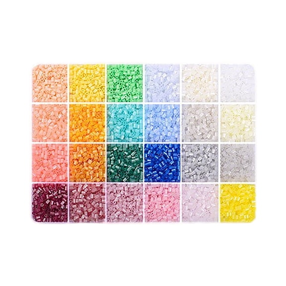 Clearance Under $3, 1 Box 12000Pcs Melty Beads, 24 Color Fuse Bead Set, 2.6mm Craft Beads for DIY Jewelry and Pixel Art, Plastic Refill Kit for Creative Projects, 19x13x2cm(Beige)