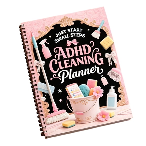 Clearance Under $3, 1 Pack Undated Cleaning Planner, Daily Weekly & Monthly Chore Chart, Household Organizer & Checklist Notebook for Home Management, Paper, 21x14cm(Black)