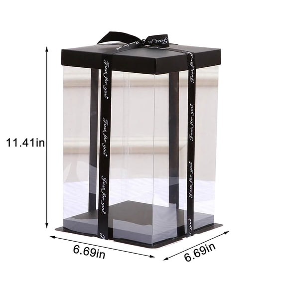 Clearance Under $3.19! 1PC Transparent Gift Box, Cake Display Case with Base & Ribbon for Wedding & Birthday, Plastic, for Gifts & Events, (6.8x6.8x11.5in, Clear)