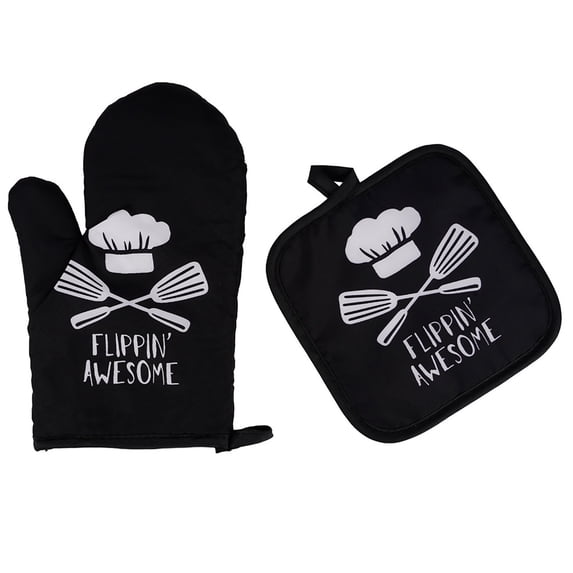 Clearance Under $3.56! 1PC Oven Mitt & Pot Holder Set, 2-Piece Heat Resistant Kitchen Gloves & Mat, with Cotton Lining & Non-Slip Surface, Safe for Baking, Cooking & BBQ, One Size