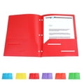 thumbnail image 1 of Clearance 3-Hole Plastic Folders with Pockets, 2 Pocket Folders with Fasteners, Tear-Resistant Plastic Pockets, and Fit Letter Size Paper, Use for S*chool Office Home Business (Red), 1 of 8