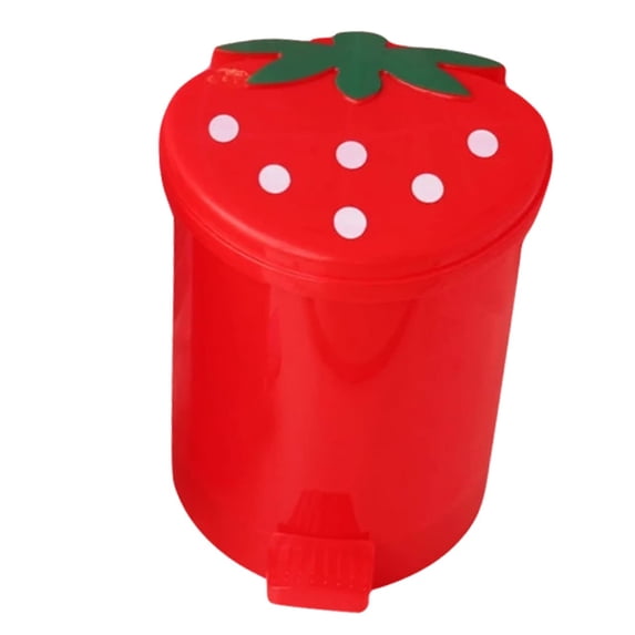 Clearance Under 3$, Kaireo Red Strawberry Trash Can, Large Capacity Good Weight Capacity Exquisite Shape Convenient High Durability Decorative Plastic Strawberry Style Waste Basket Garbage Container