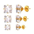 thumbnail image 1 of [Clearance]3 Pairs Multipack Round/Square/Star/Heart Shape Cubic Zirconia Stud Earrings Stainless Steel Piercing Jewelry for Women, 1 of 5