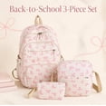 thumbnail image 1 of Clearance！！！3 Piece Bow Print Backpack Set, Lightweight Adjustable Straps Lightweight, Nylon Multi Compartment Bookbag, Cute Aesthetic Laptop Daypack for Back to School Travel Daily Use, 1 of 7