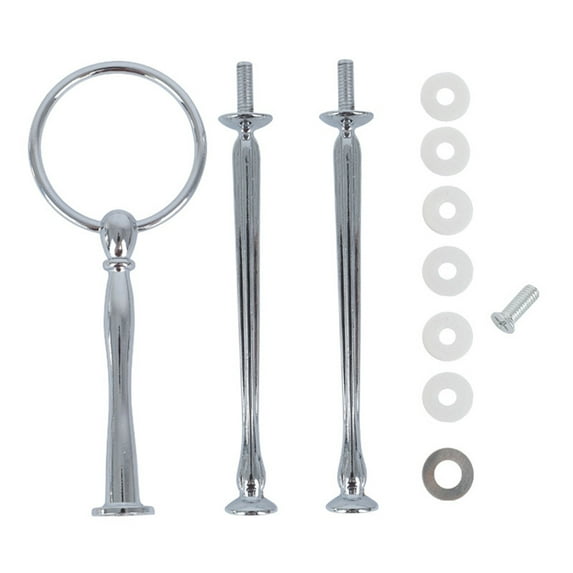Clearance 3 Tier Round Metal Cake Stand Holder Heavy Duty Fruit Plate Handle Fittings Hardware Rod for Home & Kitchen Silver