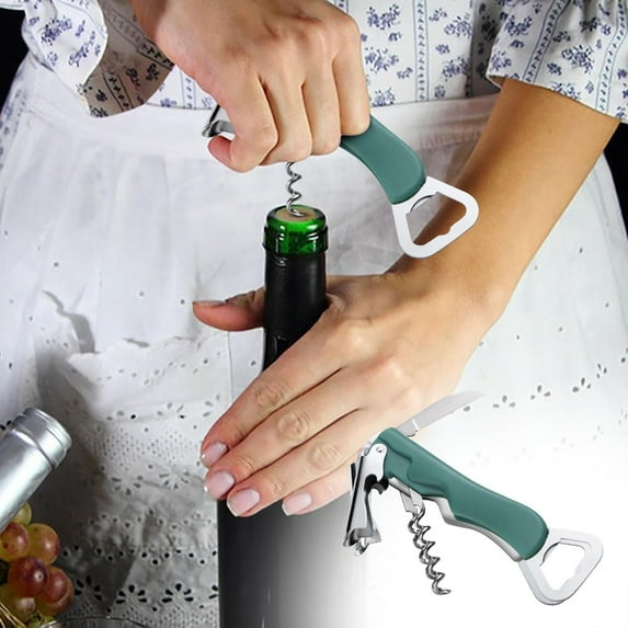 Clearance 3-in-1 Multifunctional Wine And Beer Opener Portable Corkscrew With Bottle Foil Cutter