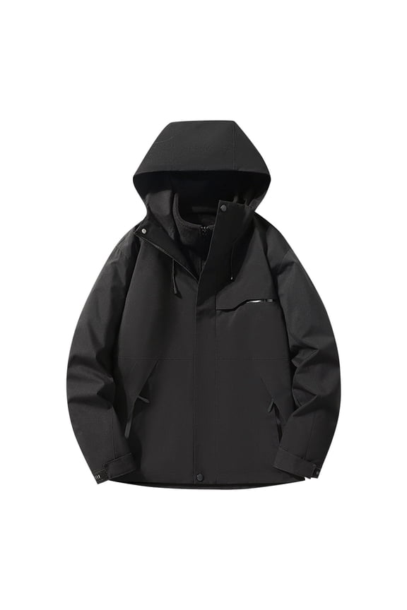 Clearance under 30!Sevevn Ladies' Spring And Winter Waterproof Hooded Pocket Zipper Two Piece Jacket Outdoor Mountaineering Clothing Sports Charge Top Women Beach Fashion Black XL