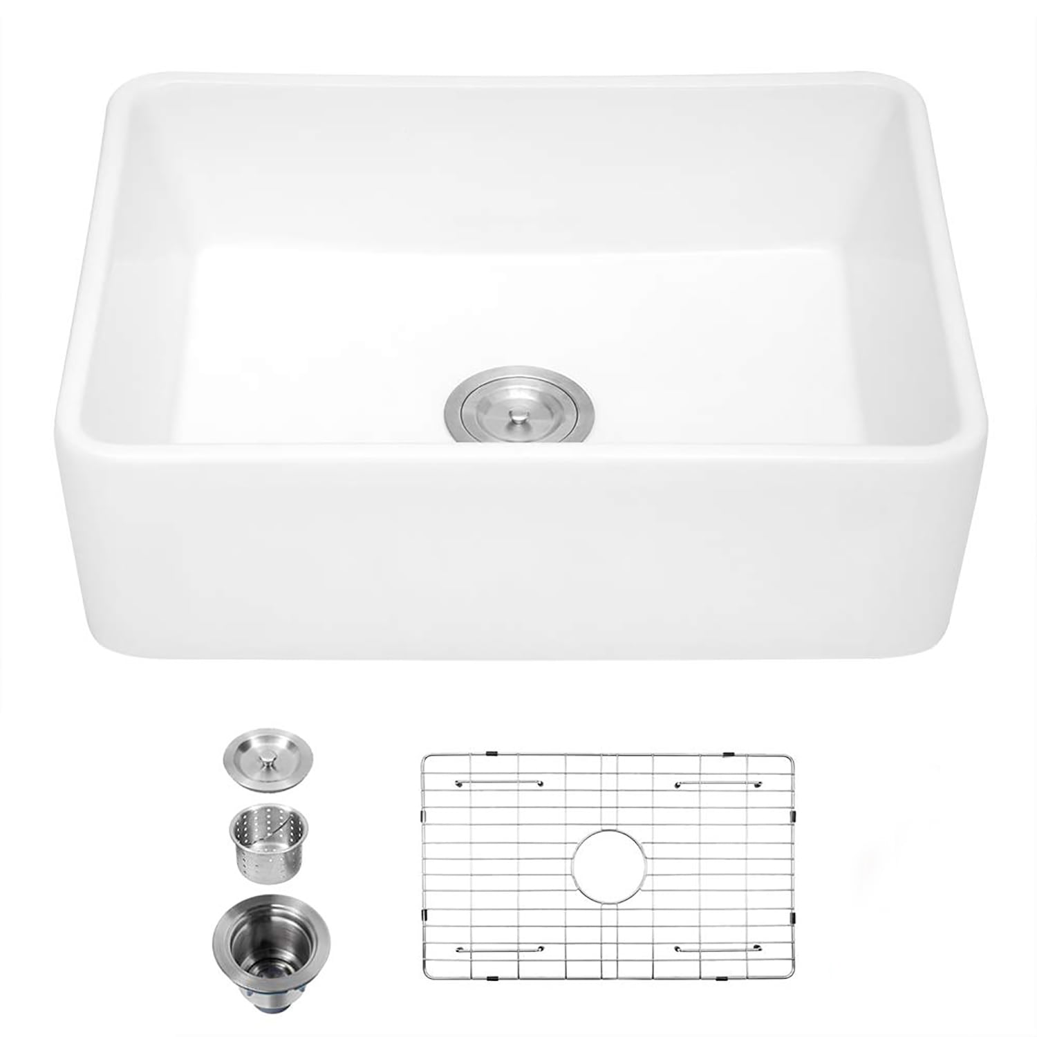 White 30-Inch Ceramic Farmhouse Apron-Front Kitchen Sink