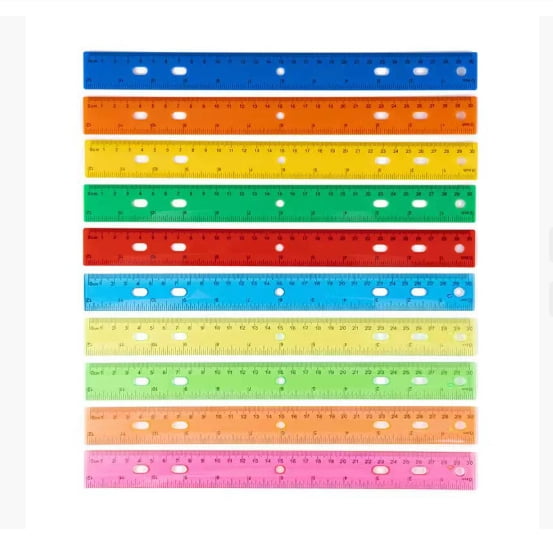 Clearance! 30Cm 6-Hole Plastic Ruler Ruler Measuring Metal Ruler