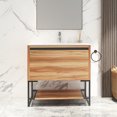 thumbnail image 1 of Clearance! 32 inches Wood Freestanding Bathroom Vanity Combo with Integrated Ceramic Sink and 2 Soft Close Doors, 1 of 7