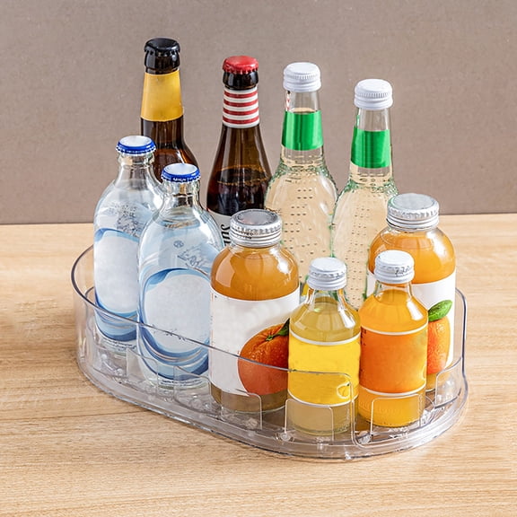 Clearance! 360° Rotating Fridge Organizer for Drinks & – Large Capacity Refrigerator Storage Turntable Non Slip Tiered Shelf for Kitchen Pantry Cabinet (Removable & Easy Clean)