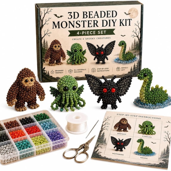 Clearance 3D Beaded Animal Kit for Adults Tiny DIY Bead Kit Beading Kits 4 Cute Designs Beadwork Kits for Beginners & Craft Enthusiasts with Instructions
