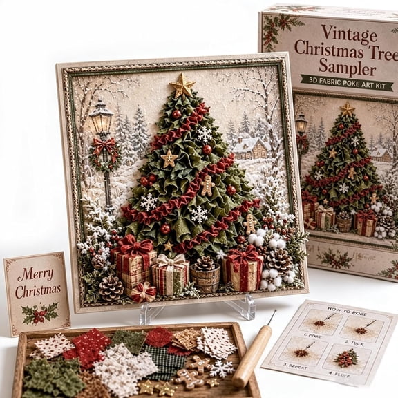 Clearance! 3D Christmas Fabric Poke Art Kit, DIY Christmas Craft Kit for Adults & Beginner, Handmade Fabric Poke Art Kit, Holiday Home Decor, Healing Stress-Relieving.A