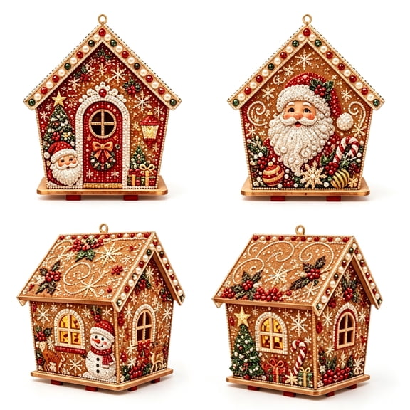 Clearance 3D Diamond Painting Christmas House Kit, DIY Christmas Craft Kit for Adults,Art House Ornament for Christmas Tree Hanging Party Decor