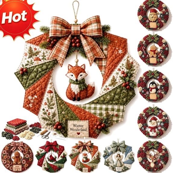 Clearance 3D Fabric Poke Wreath DIY Kit Christmas for Front Door, Easy Assemble, Beginner Friendly