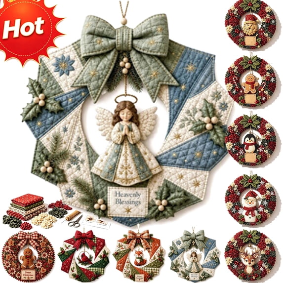 Clearance 3D Fabric Poke Wreath DIY Kit Christmas for Front Door, Easy Assemble, Beginner Friendly