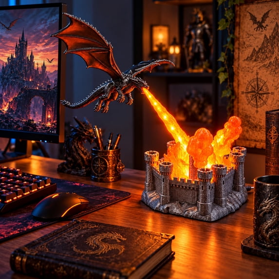 Clearance! 3D Printed Fire-Breathing Dragon Lamp, 13.4