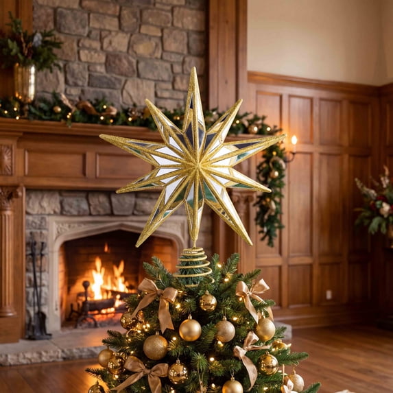 Clearance!! 3D Star Christmas Tree Topper Mirror Finish Holiday Decoration for Festive Cheer