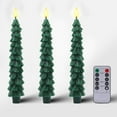 thumbnail image 1 of Clearance! 3Pcs Christmas Tree Candles with Remote Timer, Waxy Flameless Taper Candles LED Candlesticks Window Candles with 3D Flickering Flame for Xmas New Year Home Decorations Gifts 9.7 in, 1 of 6