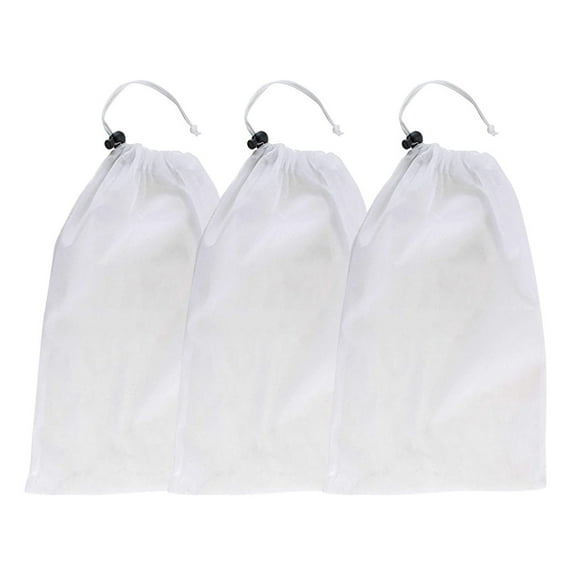 Clearance 3Pcs Fine Mesh Filter Bags for Leaf Vacuum Pool Cleaners, 8" x 14" Replacement Net Bags, Locking Cord, Holds Leaves, Debris, Universal, Leaf Terminator