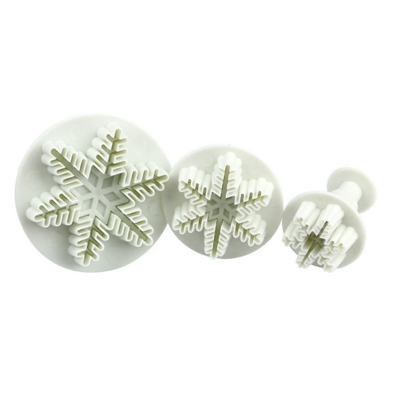 Clearance! 3Pcs Plunger Cookies Mould Tools Decorating Fondant Snowflake Cake Cutters Kitchen,Dining Bar