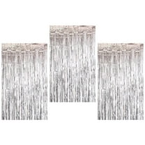 Clearance! 3Pcs Silver Metallic Foil Fringe Curtains 3.28Ft X 6.56Ft Silver Photo Booth Streamer Curtain Ideal For Birthday Christmas New Year Party Decorations