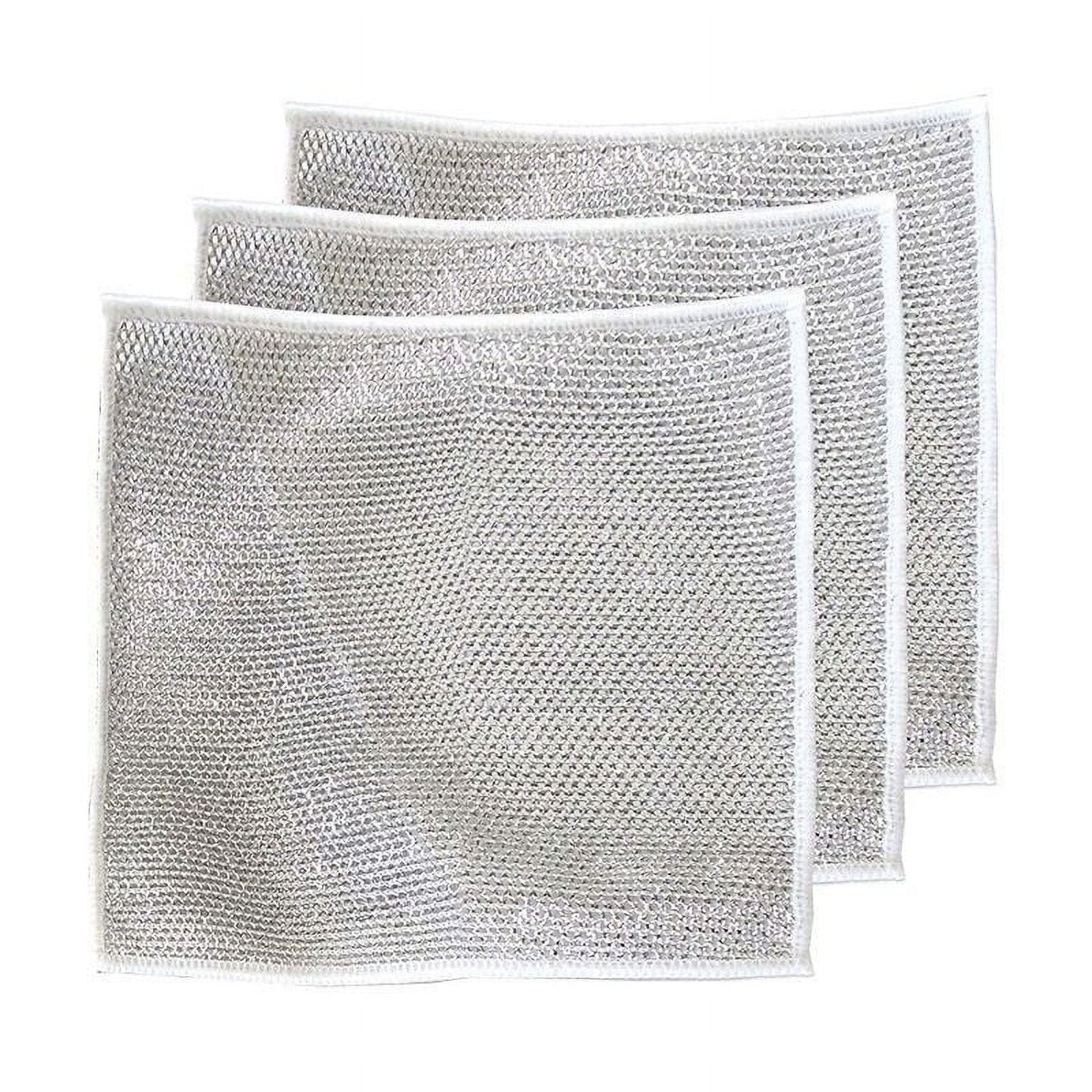 Clearance！ 3pc Silvr Wire Rag Cleaning Cloth Nonstick Oil Rag Kitchen