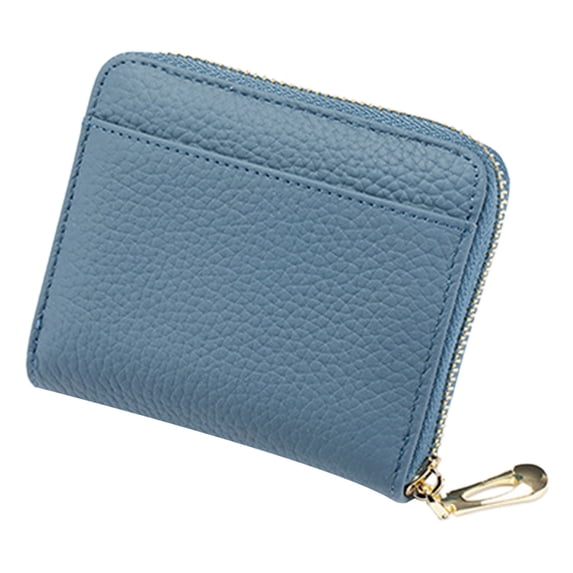 Clearance Under $4.04! 1PC RFID Card Holder, Mini Leather Wallet with Zipper Pocket for Women, Leather, for Shopping & Travel, (4.53x3.46x1.1in, Brown)