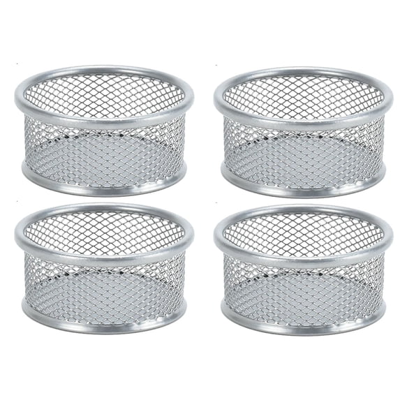 Clearance Under $4.04! 4PCS Wire Mesh Clip Holder, Round Stackable Organizer Set for Pins & Accessories, Metal, for Desk & Office, (17x9.5x9.5cm, Assorted)