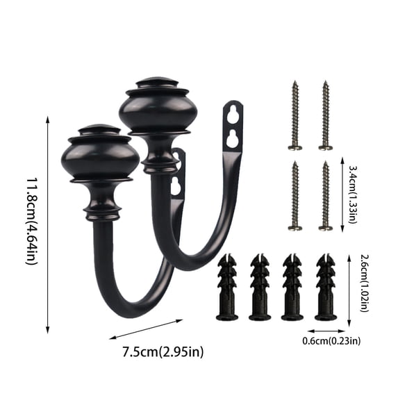 Clearance Under $4.09! 1PAIR Retro Metal Curtain Holdbacks, Vintage Wall Tie Back Hooks for Drapes & Curtains, Metal, for Home Decor, (One Size, Bronze)