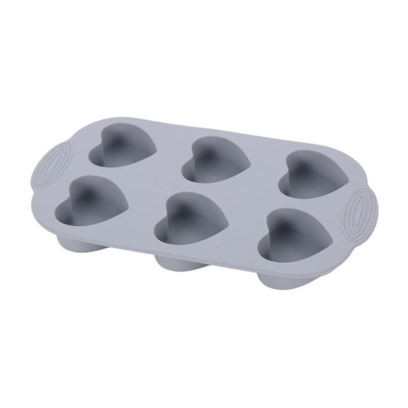 Clearance Under $4, 1 Pack 6-Cavity Heart Shaped Silicone Mold, Non-Stick Bakeware Pan for Making Soaps, Cupcakes, and Desserts, Reusable Baking Mold for Kitchen Use(Dark Gray)