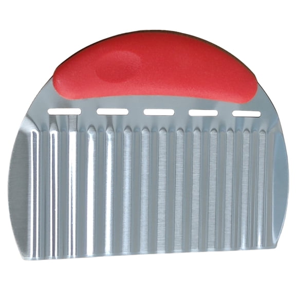 Clearance Under $4, 1 Pack Crinkle Cutter wavy slicer, Stainless Steel French Fry Cutter with Handle, Wavy Chopper for Carrots, Potatoes, and Vegetables, 17*12cm(Red)