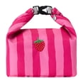 thumbnail image 1 of Clearance Under $4, 1 Pack Insulated Lunch Bag, Striped Lunch Tote, Large Capacity Meal Prep Bag with Handle, Polyester-Cotton Blend Cooler for Work and Picnics, 46x33.2cm(D), 1 of 5