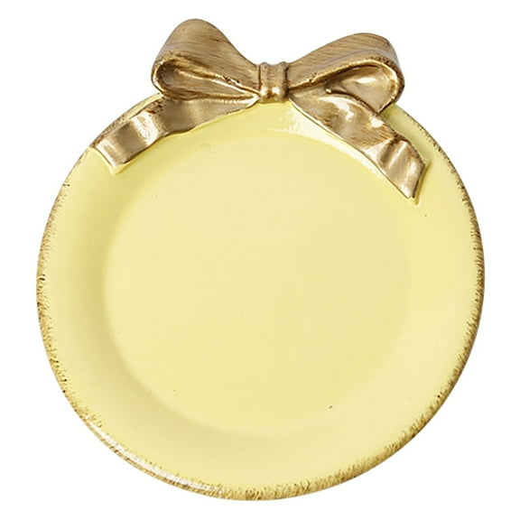 Clearance Under $4, 1 Pack Vintage Style Dessert Plate, Small Resin Snack and Cake Stand, Decorative Serving Platter with Retro Frame, Non-Slip Base for Home and Party Use, 10.5x10cm (Yellow)