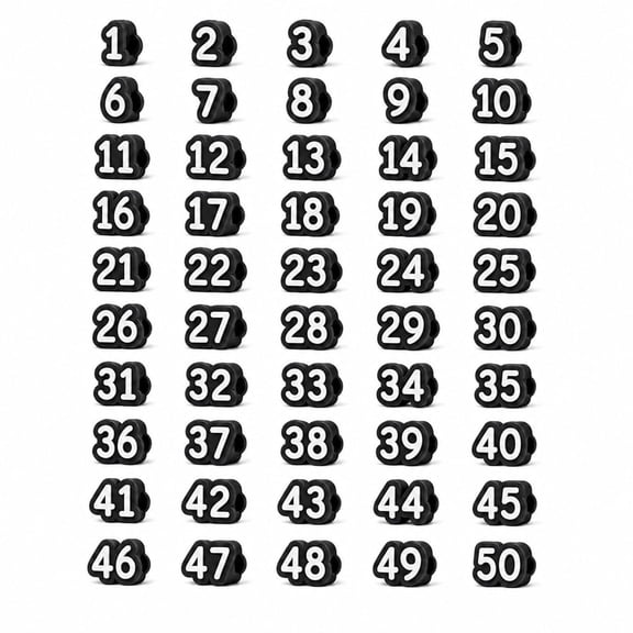 Clearance Under $4 |50 Pcs Reusable Numbered Slide-On Pencil Toppers 1-50 Multi-Color Identifying Markers For Supply Station Sorting Daily Item Classification Organization(Black)