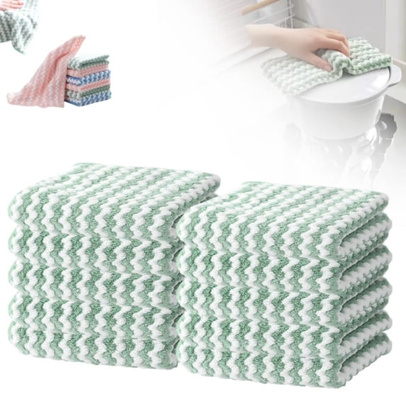 Clearance Under $4.76! Microfiber Cleaning Cloth Set 10-Pack, Super Absorbent Kitchen Dish Towels for Washing and Drying, Reusable Washable Dish Cloths