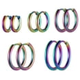 thumbnail image 1 of [Clearance] 4 Pairs Small Hoop Earrings for Men Women Colorful Stainless Steel Huggie Hoop Earring Hypoallergenic Piercing Jewelry Set 8/10/12/14/16mm Gift on Clearance, 1 of 7