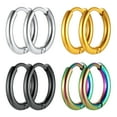 thumbnail image 1 of [Clearance] 4 Pairs Small Hoop Earrings for Men Women Golden/Silver/Black Stainless Steel Huggie Hoop Earring Hypoallergenic Piercing Jewelry Set 10mm Gift on Clearance, 1 of 6