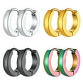thumbnail image 1 of [Clearance] 4 Pairs Small Hoop Earrings for Men Women Golden/Silver/Black Stainless Steel Huggie Hoop Earring Hypoallergenic Piercing Jewelry Set 9mm Gift on Clearance, 1 of 6