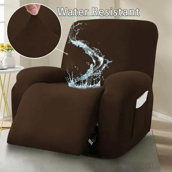 Clearance! 4-Piece Super Soft Recliner Cover Milk Silk Fitted Recliner Chair Cover Solid Color Recliner Sofa Cover Washable Furniture Protector on Clearance Coffee