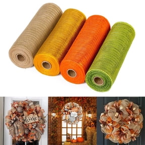 Clearance 4 Rolls Poly Burlap Deco Mesh 10 Inch Wide Decorative Ribbon Wrapping Home Door Wreath Decoration DIY Crafts Making