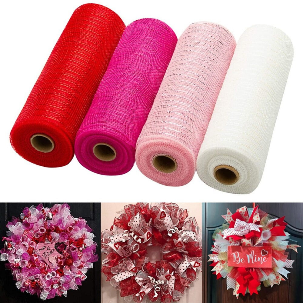 Clearance!!!4 Rolls Poly Burlap Deco Mesh -10 Inch Wide Deco Poly  Decorative Mesh Ribbon Wrapping Ribbon Rolls for Home Door Wreath  Decoration DIY
