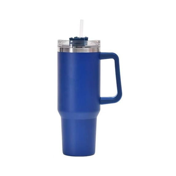 40 oz Straw Tumbler with Handle and Straw, Stainless Steel Tumbler with Lid and Straw, Reusable Vacuum Insulated Cup, Travel Coffee Mug