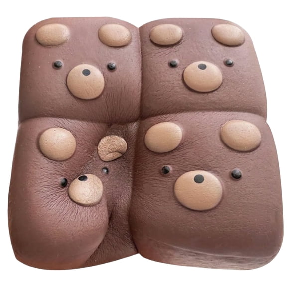 Clearance4Pcs Bear Bread Squishy Toys for Stress Relief, Slow Rising Wet Soft Food Fidget, Cute Bear Bread Squeeze