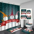 Clearance! 4Pcs Christmas Gnomes Blue Shower Curtain Sets With Non Slip ...
