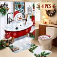 thumbnail image 1 of Clearance! 4Pcs Christmas Shower Curtain Bathroom Set, Funny Cute Snowman Bathtub Print Waterproof Shower Curtain, Non Slip Rugs, Toilet Seat Cover, Holiday Home Decor with 12 Hooks, 1 of 7